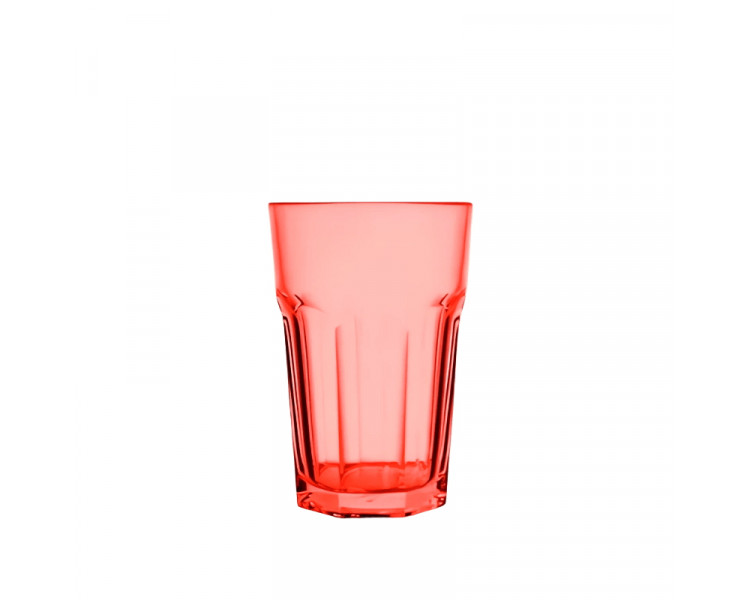 VASO FACETADO PS 350CC ROJO FLUOR (X1)