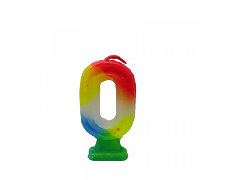 VELAS DE CUMPLEAÑOS NUMERO 0 MULTICOLOR - 740