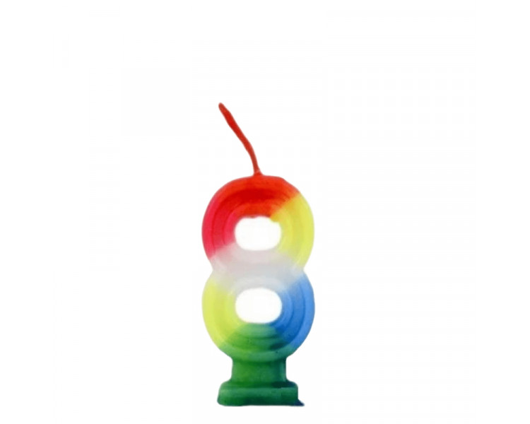 VELAS DE CUMPLEAÑOS NUMERO 8 MULTICOLOR - 740