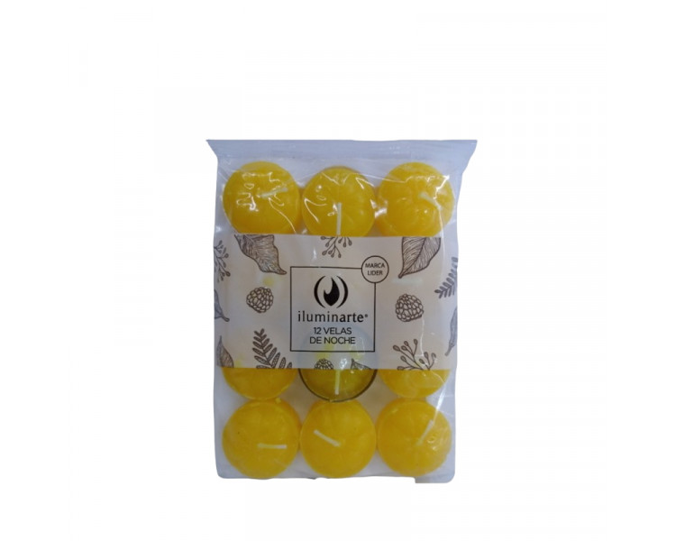 VELAS DE NOCHE NEUTRA AMARILLA PAQUETE X 12U. - 1059