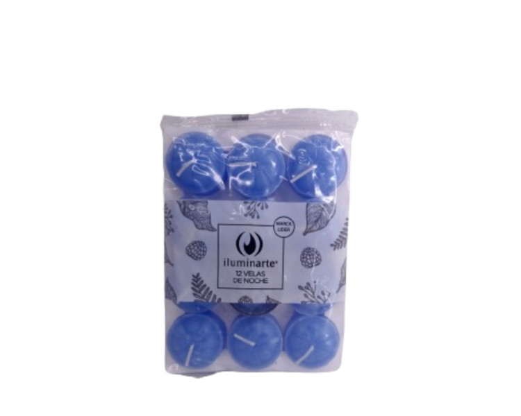 VELAS DE NOCHE NEUTRA CELESTE PAQUETE X 12U. - 1059