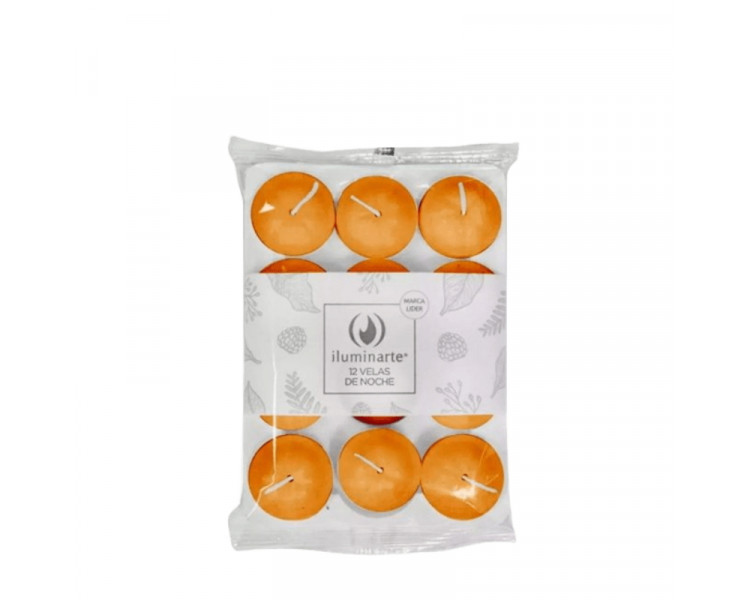 VELAS DE NOCHE NEUTRA NARANJA PAQUETE X 12U. - 1059