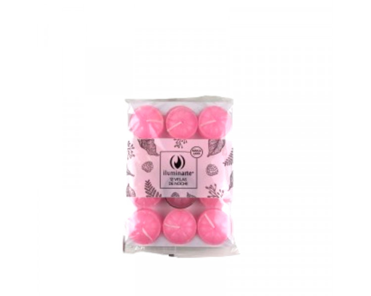 VELAS DE NOCHE NEUTRA ROSA PAQUETE X 12U. - 1059