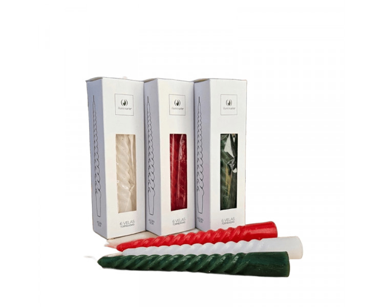 VELAS NAVIDEÑAS TORNEADAS ROJAS X15CM (X6) - 835