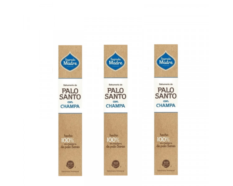 SAHUMERIOS SAGRADA MADRE ECO PALO SANTO C/CHAMPA X8U - 604