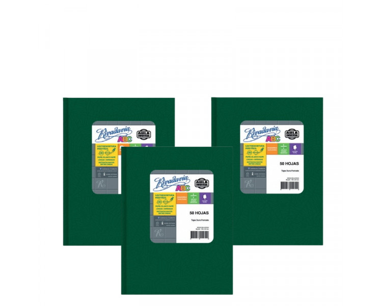 CUADERNO RIVADAVIA AULA UNI. T/D RAYADO VERDE X50 HJS - 023938-008