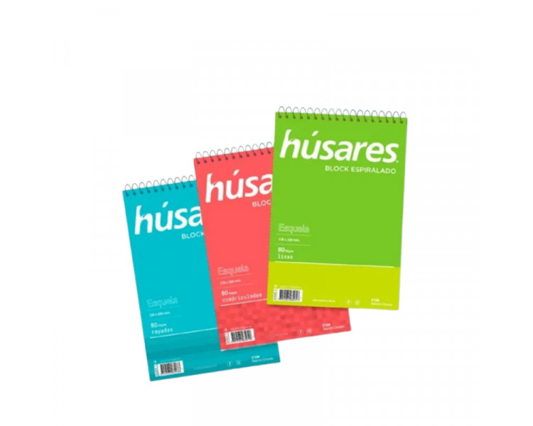 BLOCK ESPIRALADO HUSARES X 80 HJS RAYADAS 135X200 MM. - 020484-001