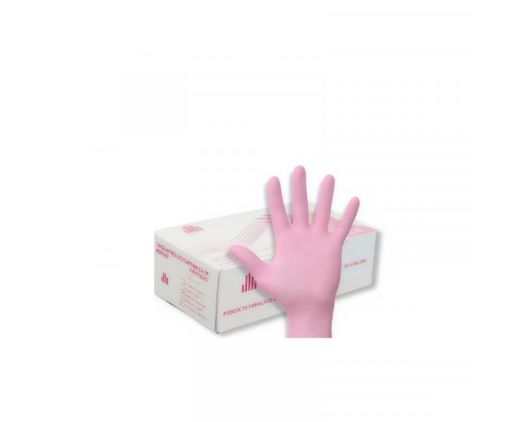 GUANTES NITRILO DESCART. ROSA LARGE X 100U