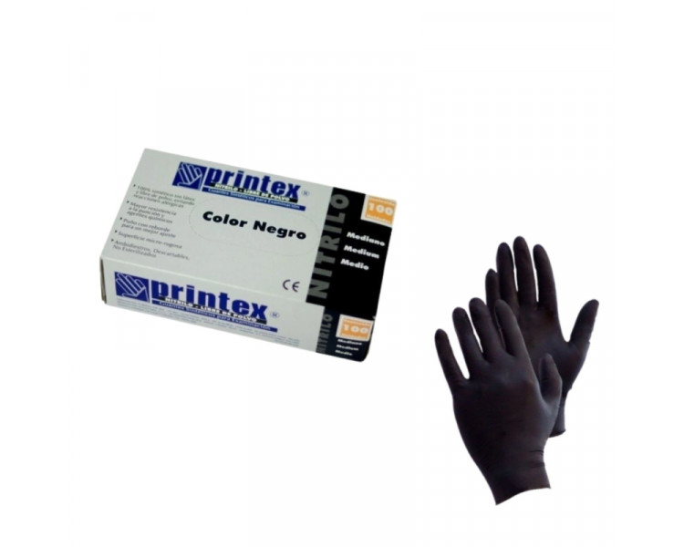 GUANTES NITRILO DESCART. NEGRO EXTRA LARGE X 100 U