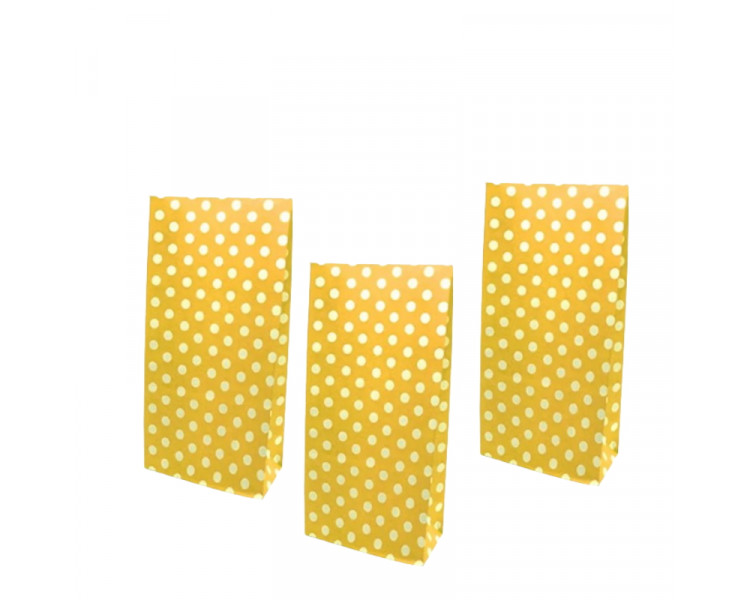 BOLSA COTILLON AMARILLO C/LUNAR BLANCO ( X1)