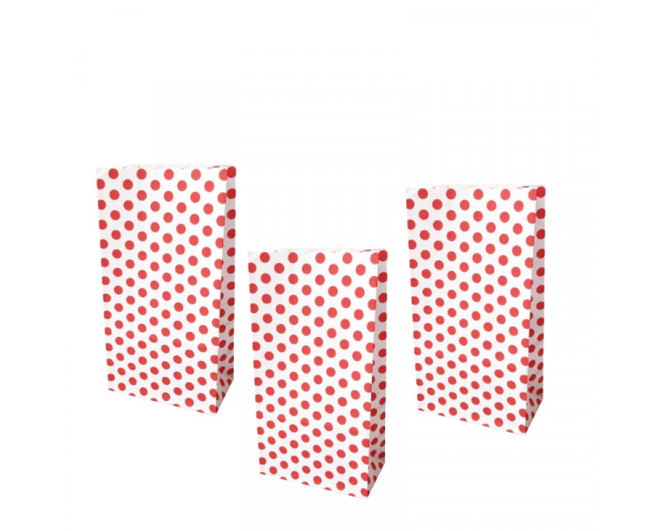 BOLSA COTILLON BLANCA C/LUNAR ROJO ( X1)