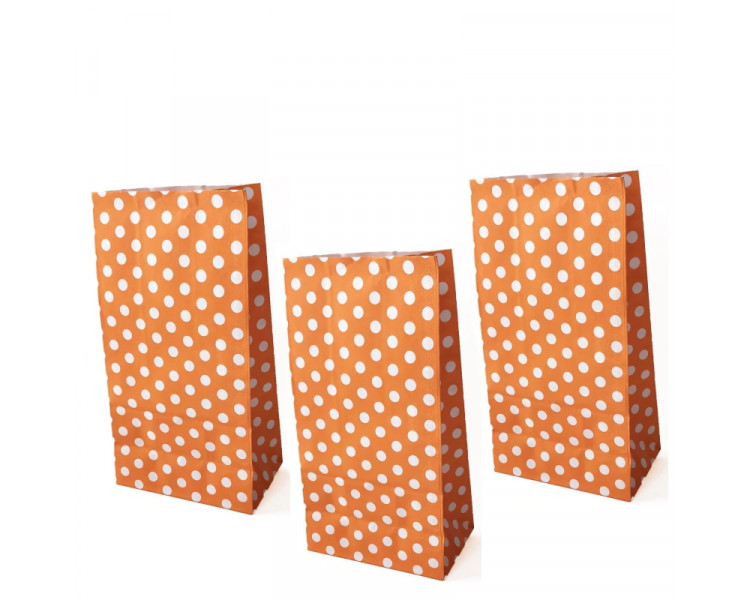 BOLSA COTILLON NARANJA C/ LUNAR BLANCO ( X1)
