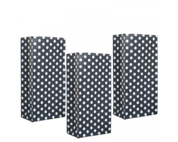 BOLSA COTILLON NEGRO C/LUNARES BLANCOS ( X1)