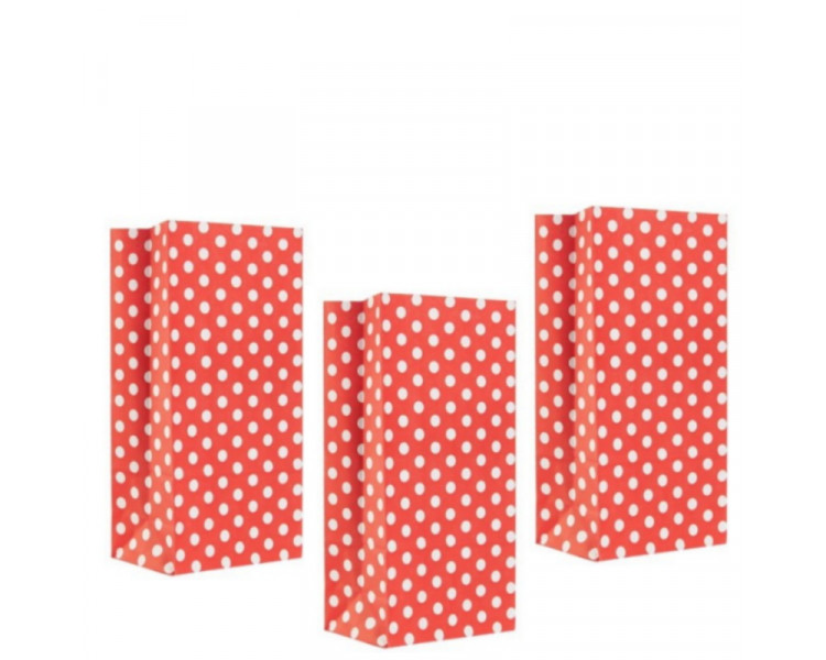 BOLSA COTILLON ROJA C/LUNARES BLANCOS ( X1)