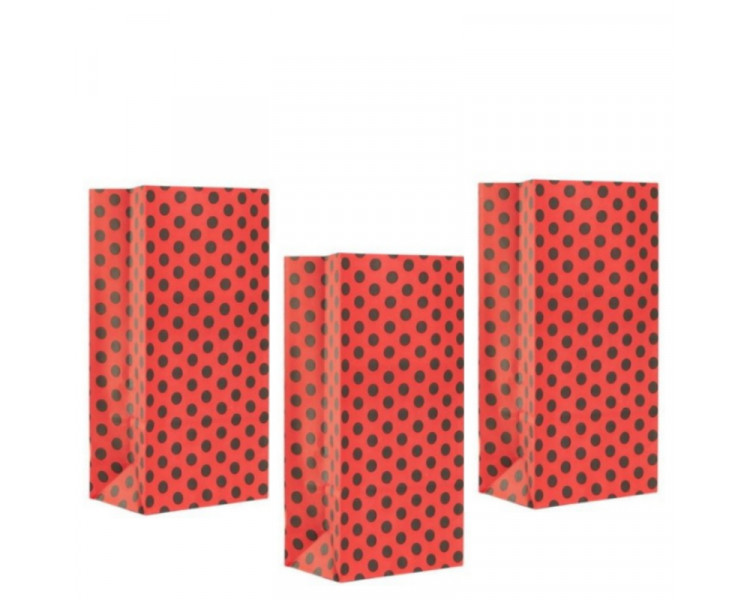 BOLSA COTILLON ROJA C/LUNARES NEGROS ( X1)