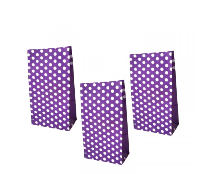 BOLSA COTILLON VIOLETA C/LUNARES BLANCOS ( X1)