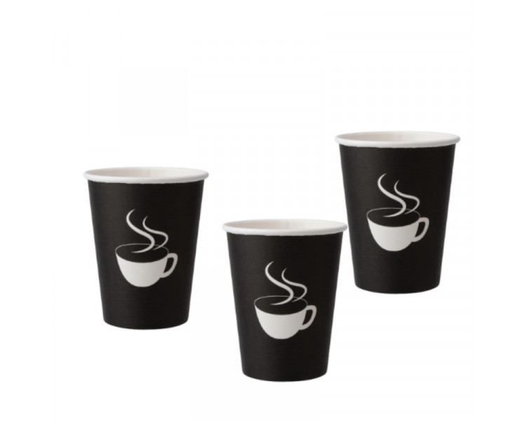 VASO POLIPAPEL CAFE TEMATICO NEGRO TAZA BLANCA 12OZ. (350 CC) (X1)