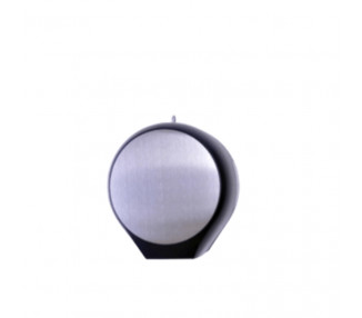 DISPENSER P/ PAPEL HIGIENICO ALTO MT ACERO Y PVC NEGRO