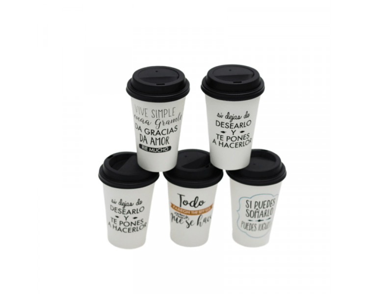 VASO POLIPAPEL CAFE IMPRESO FRASES 12OZ. (350 CC) (X1)
