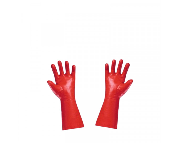 GUANTES IND. PVC ROJO 40 CM.( THM )
