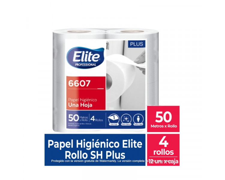 PAPEL HIGIENICO "ELITE"50MTS S/H PLUS X 4U.- 6607