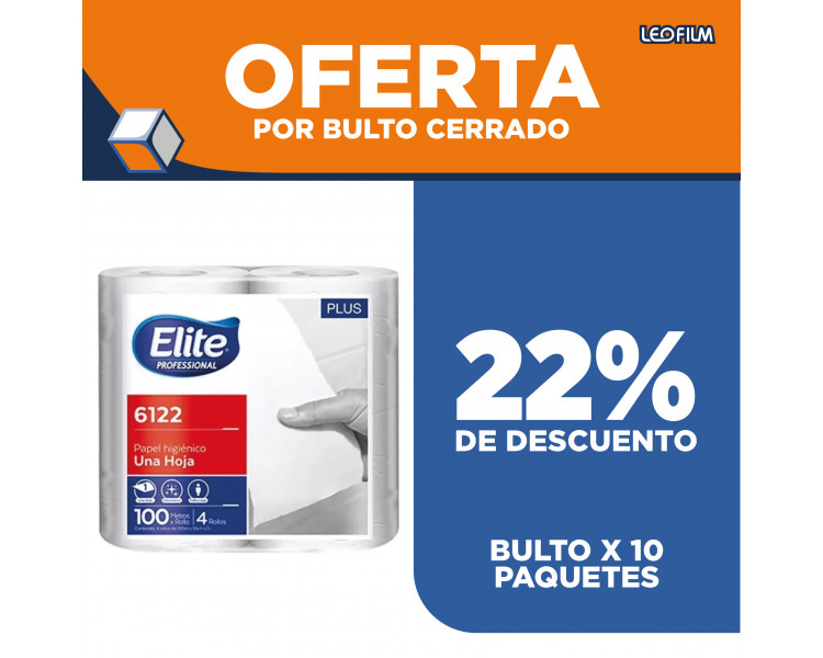 PAPEL HIGIENICO "ELITE" S/H PLUS X100MTS.X4U - 6122