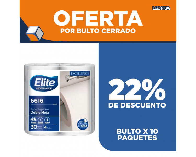 PAPEL HIGIENICO "ELITE" D/H EXELLENCE X30MTS.X4U-6616 [OFx10]