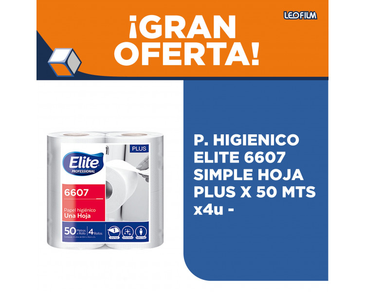PAPEL HIGIENICO "ELITE"50MTS S/H PLUS X 4U.- 6607