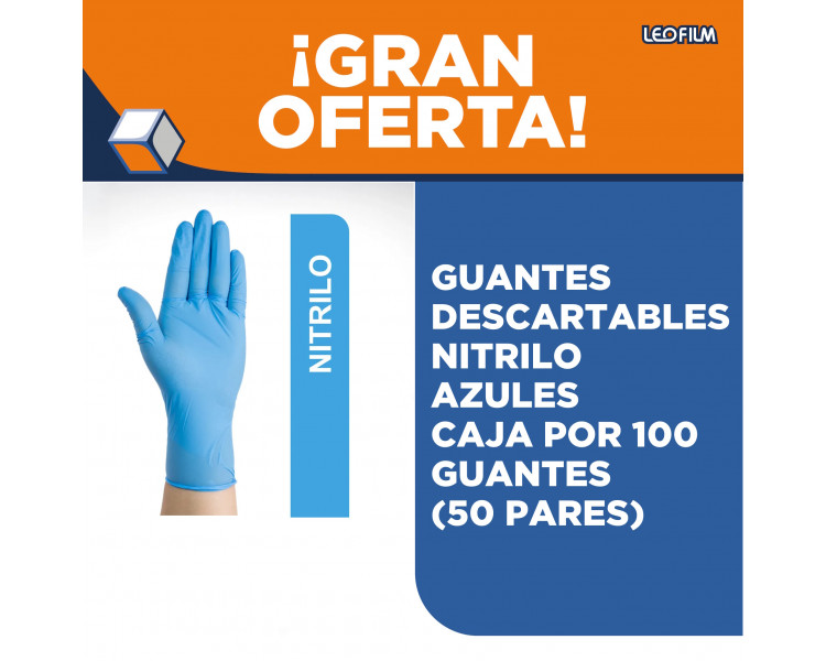 GUANTES NITRILO DESCART. AZUL EXTRA LARGE X 100