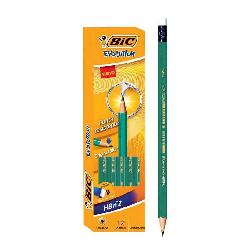 LAPIZ NEGRO BIC EVOLUTION HB N°2 C/GOMA (X12)