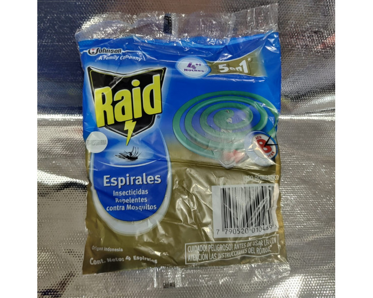 REPELENTE RAID ESPIRALES 50 GR X 4 - 934