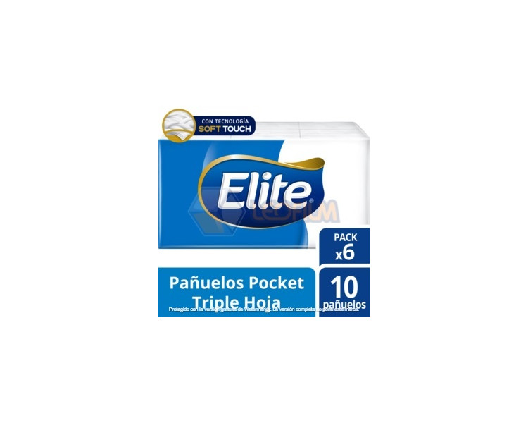 PAÑUELITOS"ELITE"PACK X6X10U.C/EXT.SEDA/5489