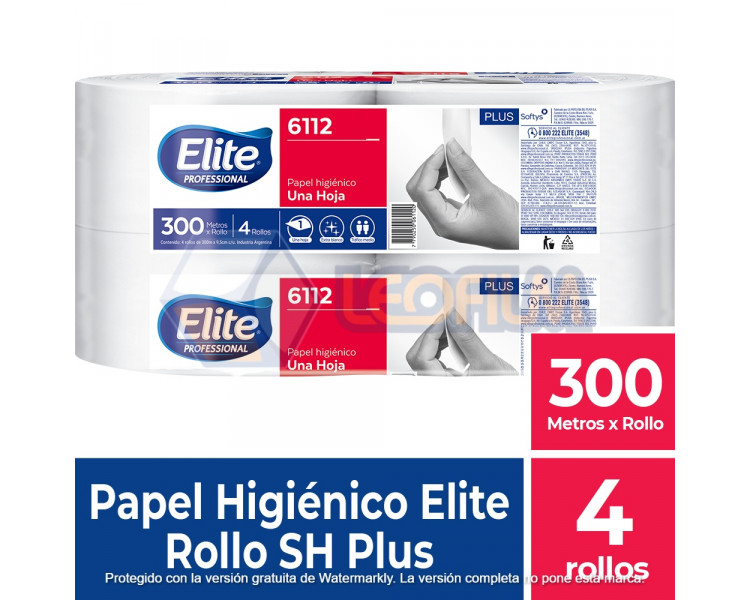 PAPEL HIGIENICO "ELITE"SH PLUS X 4X300MT.C.GRANDE- 6112