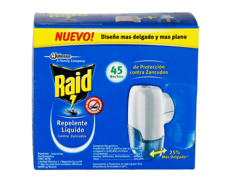 REPELENTE RAID 45 NOCHES APARATO LIQ.ELECTR X1