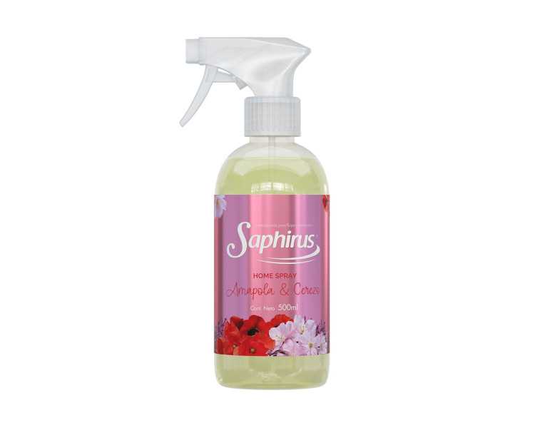 AROMATIZADOR HOME SPRAY AMAPOLA & CEREZO SAPHIRUS X 500ML.