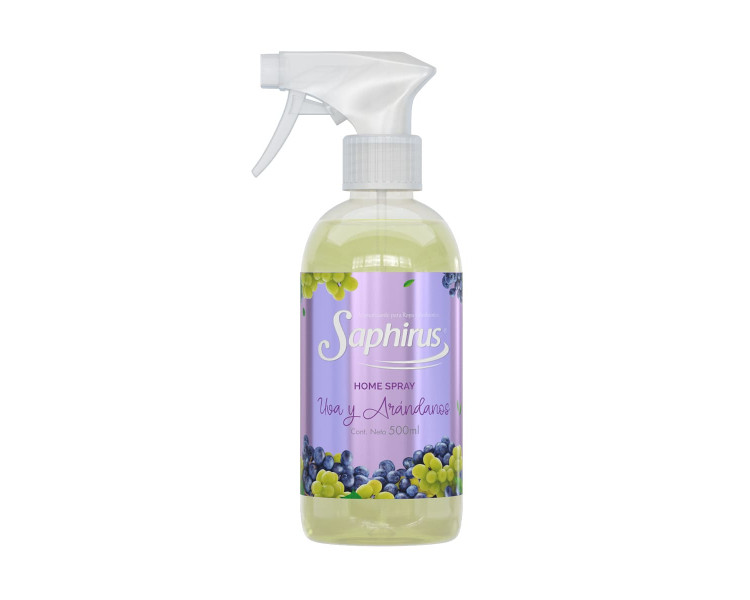 AROMATIZADOR HOME SPRAY UVA & ARANDANOS SAPHIRUS X 500ML.